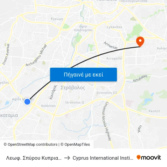 Λεωφ. Σπύρου Κυπριανού - Άγιος Μάμας to Cyprus International Institute Of Management map
