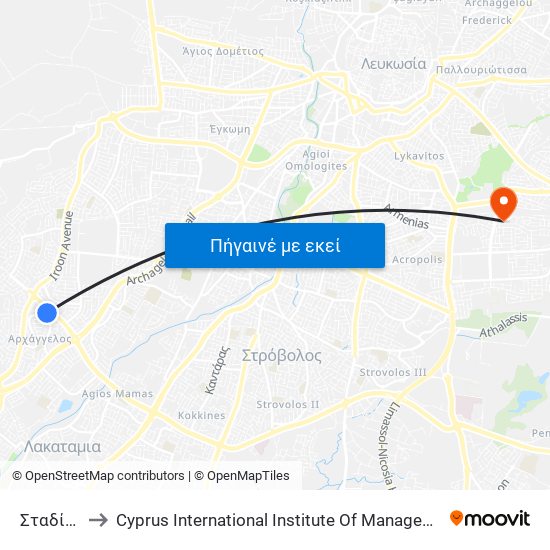 Σταδίου to Cyprus International Institute Of Management map