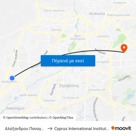 Αλέξανδρου Παναγούλη - Αχαιών to Cyprus International Institute Of Management map