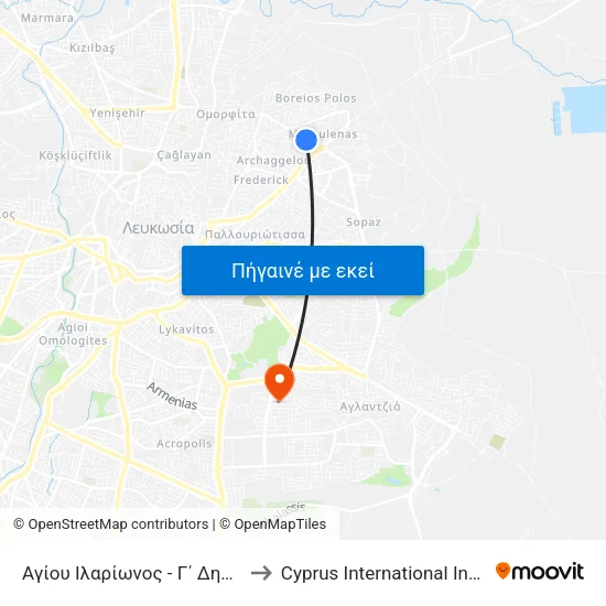 Αγίου Ιλαρίωνος - Γ΄ Δημ. Σχολείο Καϊμακλίου 2 to Cyprus International Institute Of Management map