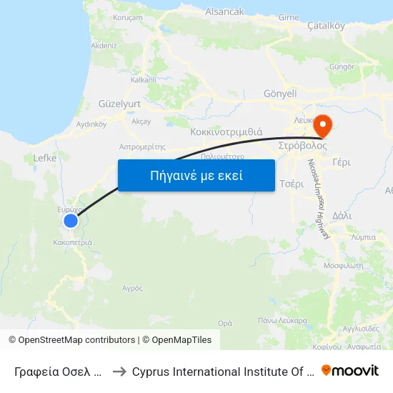 Γραφεία Οσελ Τεμπριά to Cyprus International Institute Of Management map