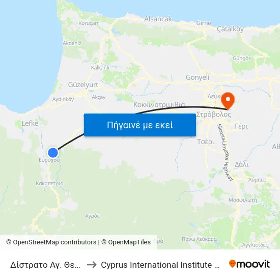 Δίστρατο Αγ. Θεοδώρου 2 to Cyprus International Institute Of Management map
