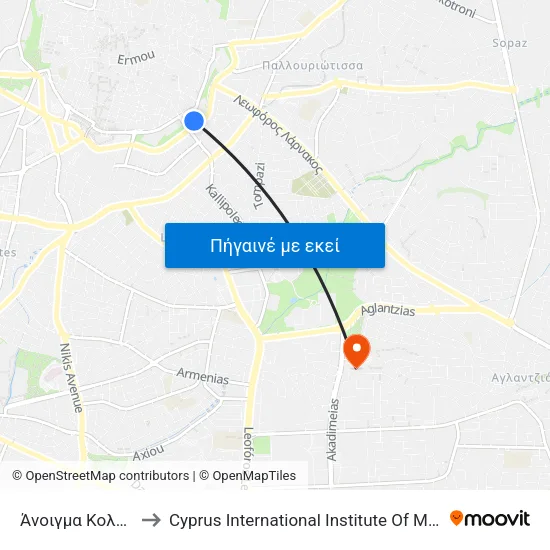 Άνοιγμα Κολοκάση to Cyprus International Institute Of Management map