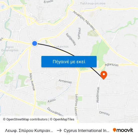 Λεωφ. Σπύρου Κυπριανού - Γιάννου Κρανιδιώτη to Cyprus International Institute Of Management map