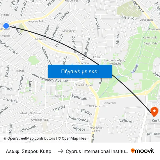 Λεωφ. Σπύρου Κυπριανού - Α.Η.Κ. 2 to Cyprus International Institute Of Management map