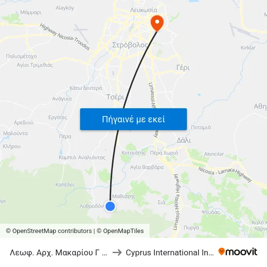 Λεωφ. Αρχ. Μακαρίου Γ  Γεωργίου Παπαχρίστου 1 to Cyprus International Institute Of Management map