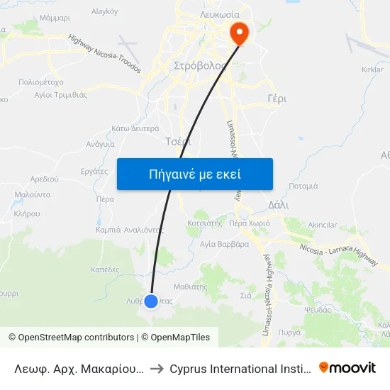 Λεωφ. Αρχ. Μακαρίου Γ - Αγίας Μαρίνας to Cyprus International Institute Of Management map