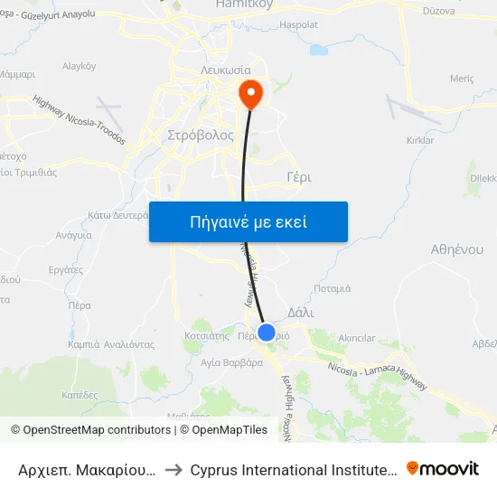 Αρχιεπ. Μακαρίου Γ - Ελπίδος to Cyprus International Institute Of Management map