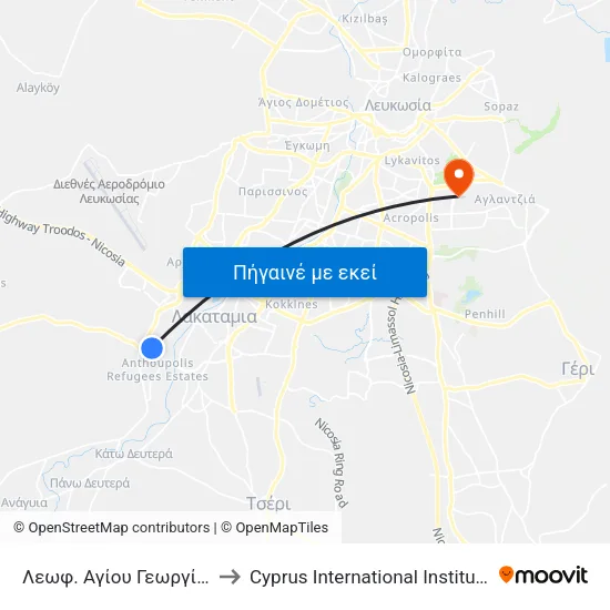 Λεωφ. Αγίου Γεωργίου - Σποράδων to Cyprus International Institute Of Management map