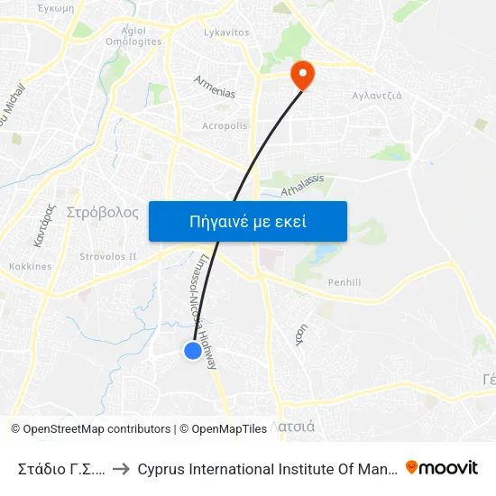 Στάδιο Γ.Σ.Π. 1 to Cyprus International Institute Of Management map