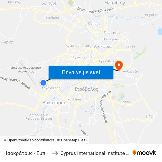 Ισοκράτους - Εμπεδοκλέους to Cyprus International Institute Of Management map