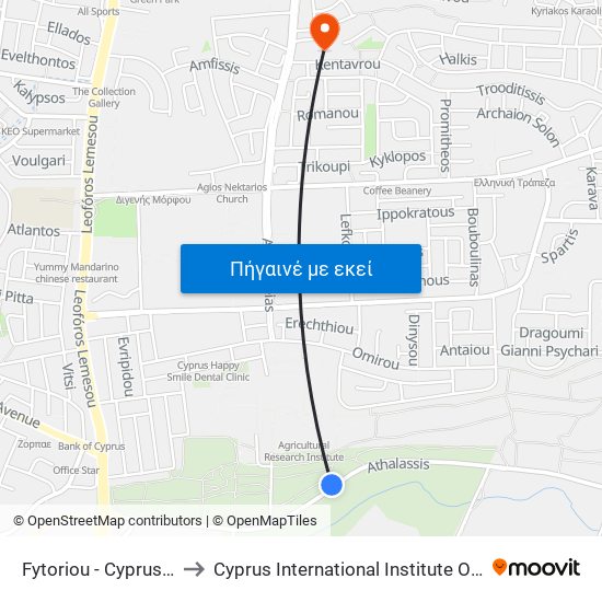 Fytoriou - Cyprus Institute to Cyprus International Institute Of Management map
