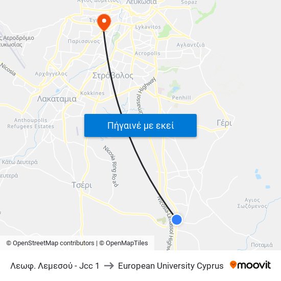 Λεωφ. Λεμεσού - Jcc 1 to European University Cyprus map