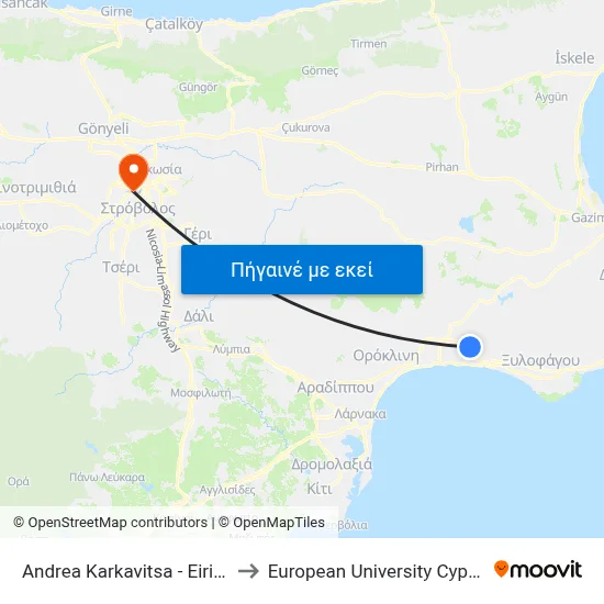 Andrea Karkavitsa - Eirinis to European University Cyprus map
