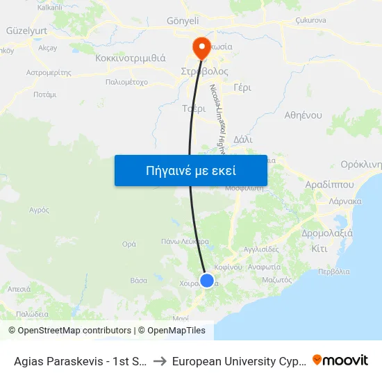Ag. Paraskevis - 2nd Stop to European University Cyprus map