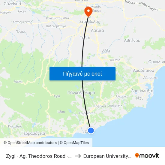 Zygi - Ag. Theodoros Road - 2nd Stop to European University Cyprus map