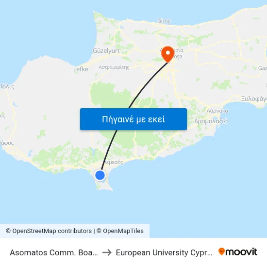 Asomatos Comm. Board to European University Cyprus map