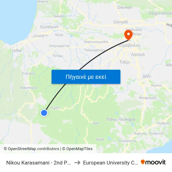 Nikou Karasamani - 2nd Pelendri to European University Cyprus map