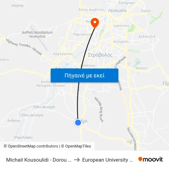 Michail Kousoulidi - Dorou Loizou to European University Cyprus map