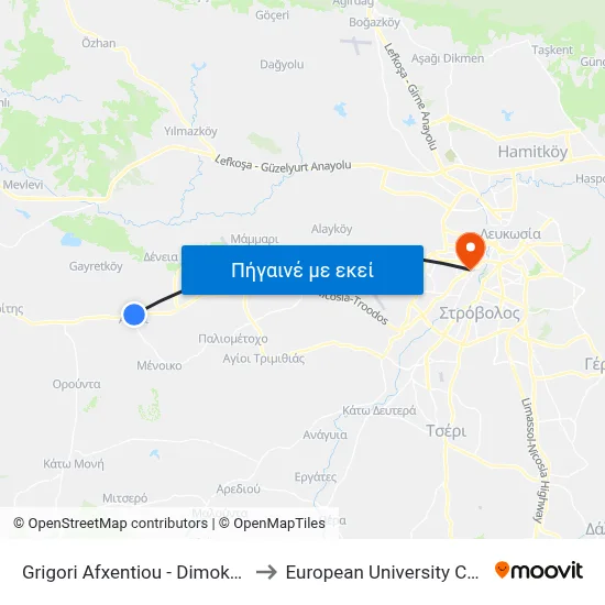 Grigori Afxentiou - Dimokratias to European University Cyprus map