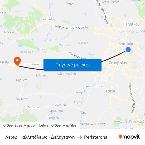 Λεωφ. Καλλιπόλεως - Δεληγιάννη to Peristerona map