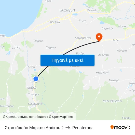 Στρατόπεδο Μάρκου Δράκου 2 to Peristerona map