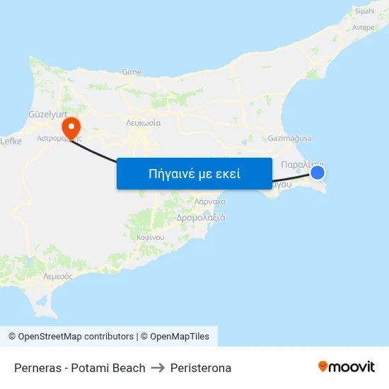 Perneras - Potami Beach to Peristerona map