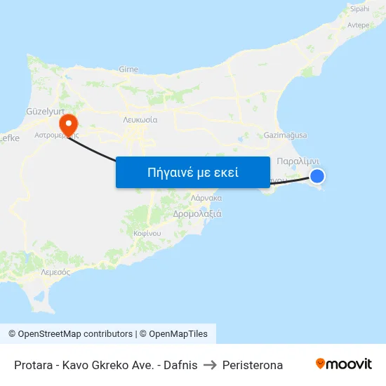 Protara - Kavo Gkreko Ave. - Dafnis to Peristerona map