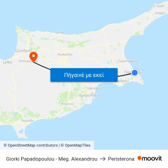Giorki Papadopoulou - Meg. Alexandrou to Peristerona map