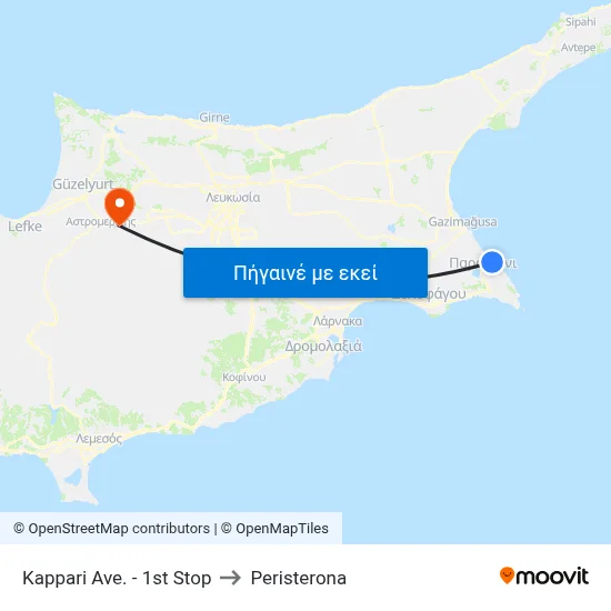 Kappari Ave. - 1st Stop to Peristerona map