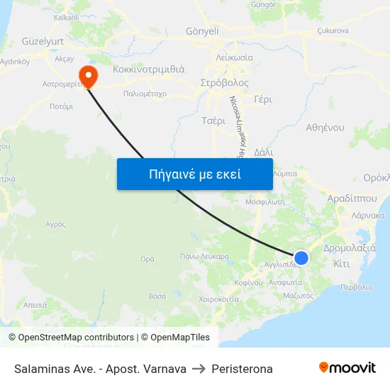 Salaminas Ave. - Apost. Varnava to Peristerona map