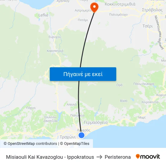 Misiaouli Kai Kavazoglou - Ippokratous to Peristerona map