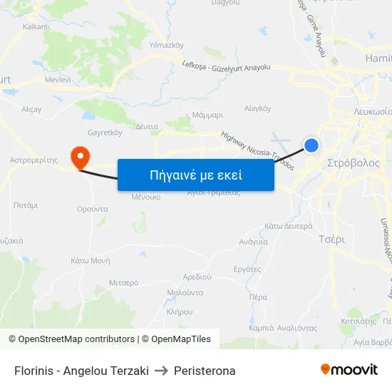Florinis - Angelou Terzaki to Peristerona map