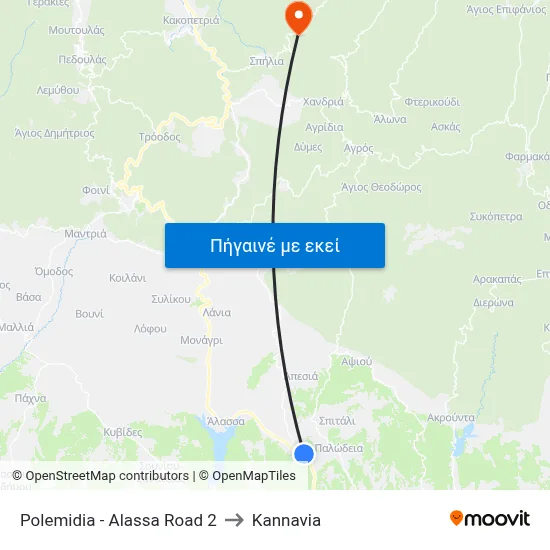 Polemidia - Alassa Road 2 to Kannavia map