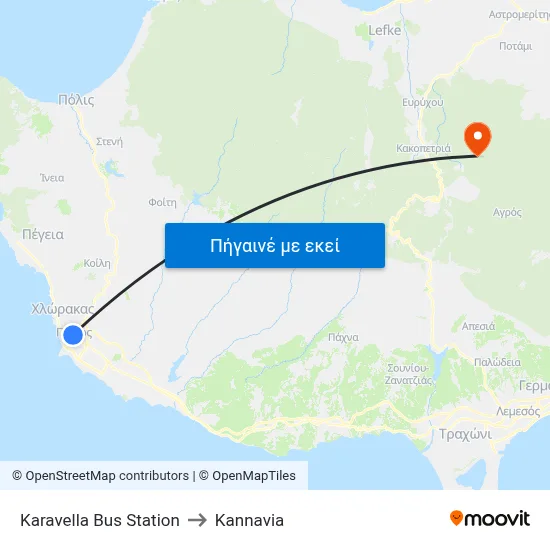 Karavella Bus Station to Kannavia map