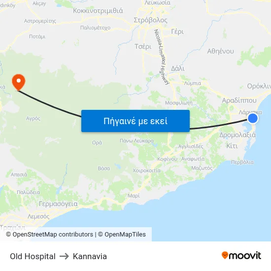 Old Hospital to Kannavia map