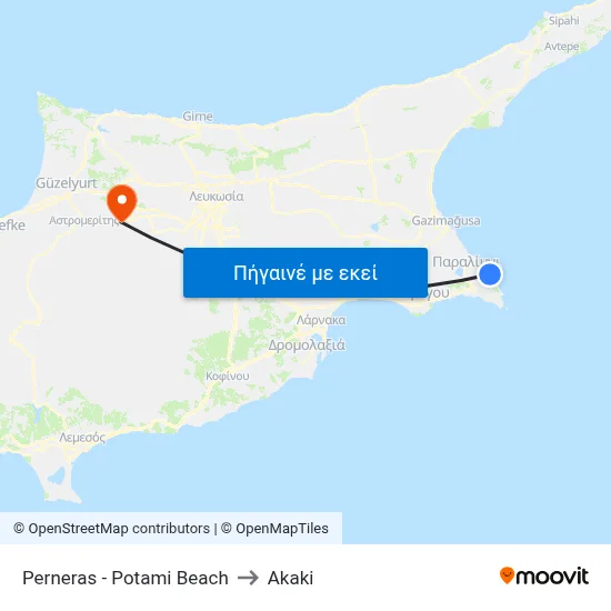 Perneras - Potami Beach to Akaki map