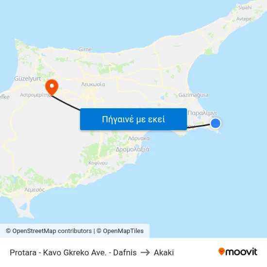 Protara - Kavo Gkreko Ave. - Dafnis to Akaki map