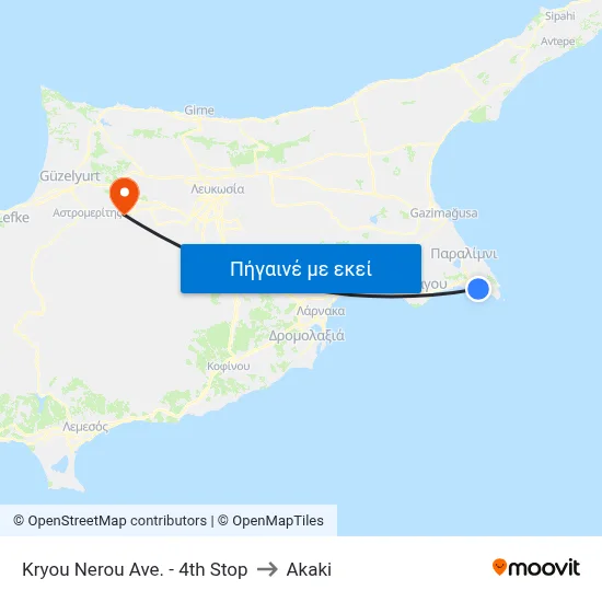 Kryou Nerou Ave. - 4th Stop to Akaki map
