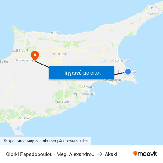 Giorki Papadopoulou - Meg. Alexandrou to Akaki map