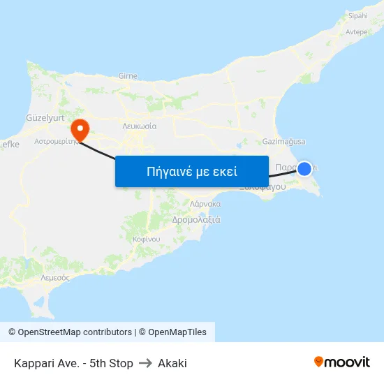 Kappari Ave. - 5th Stop to Akaki map