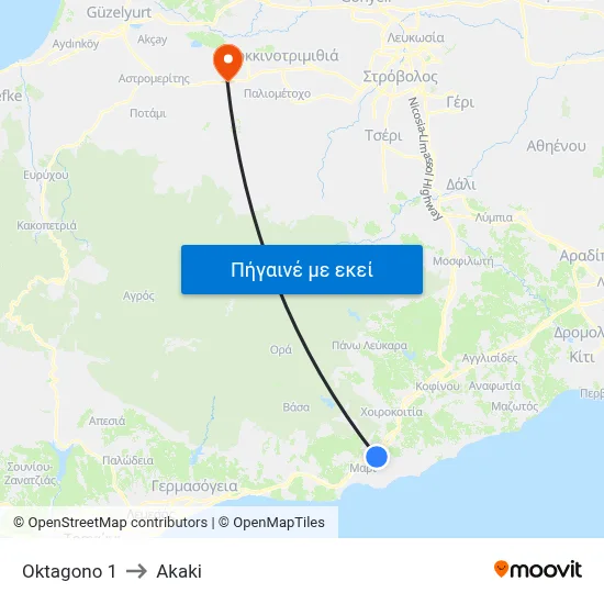 Oktagono 1 to Akaki map