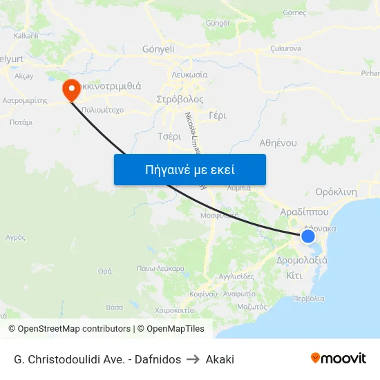 G. Christodoulidi Ave. - Dafnidos to Akaki map