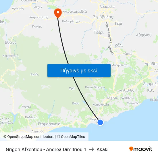 Grigori Afxentiou - Andrea Dimitriou 1 to Akaki map