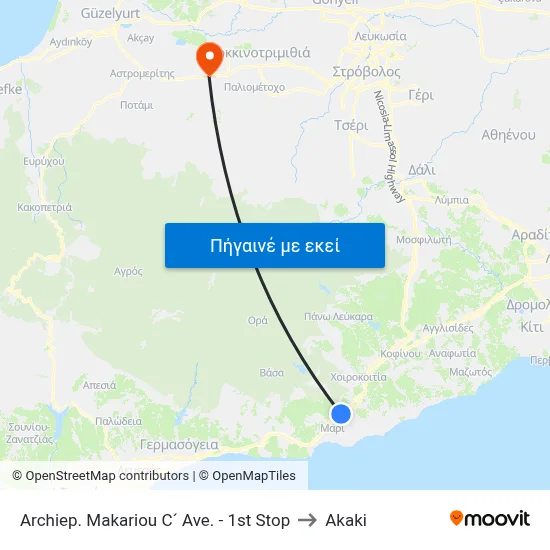 Archiep. Makariou C´ Ave. - 1st Stop to Akaki map