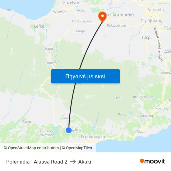 Polemidia - Alassa Road 2 to Akaki map