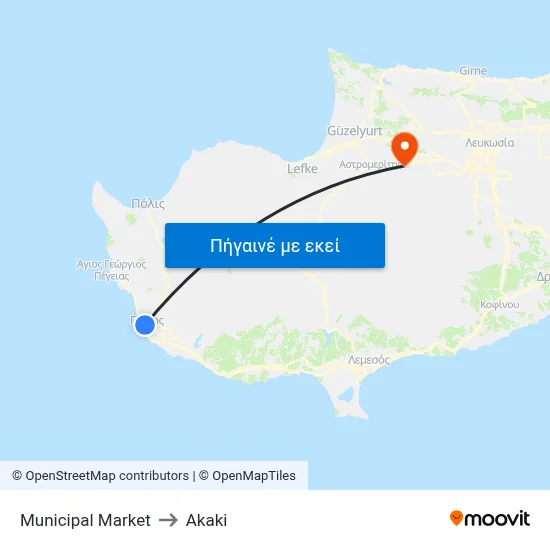 Municipal Market to Akaki map