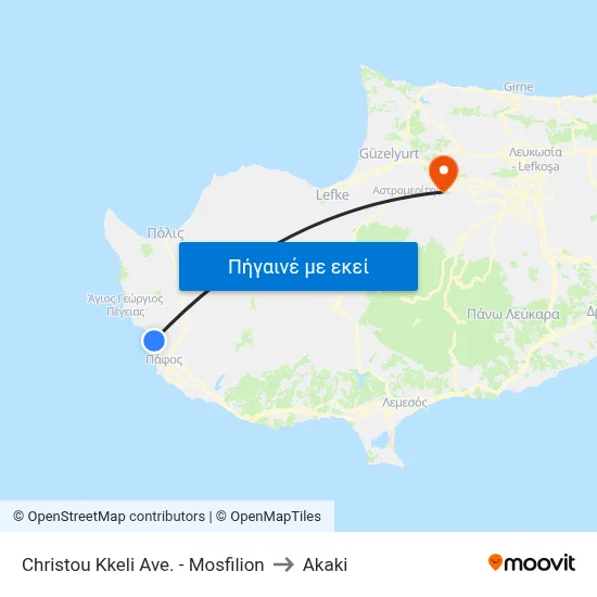 Christou Kkeli Ave. - Mosfilion to Akaki map
