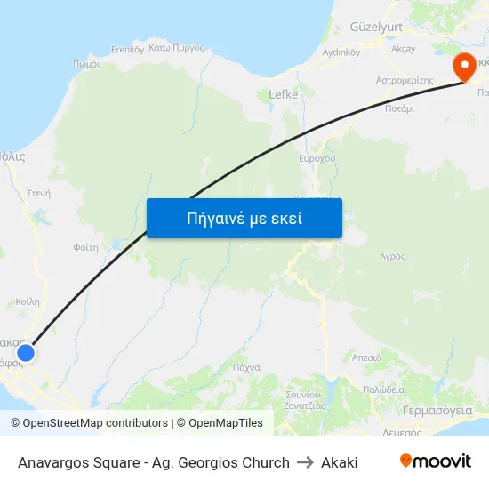 Anavargos Square - Ag. Georgios Church to Akaki map