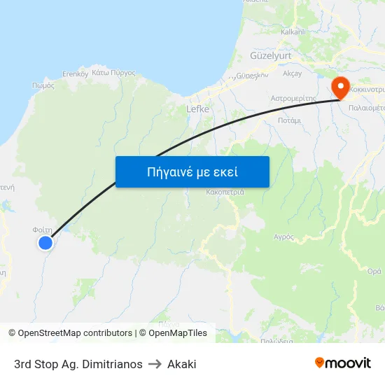 3rd Stop Ag. Dimitrianos to Akaki map